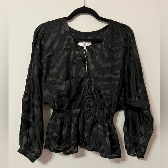 LACADEMIE Elegant NWT Black Women's Sheer Top Size XS
